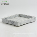 100% Natural Stone White Marble Vanity Tray Square Stone Tray